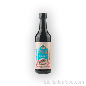 Botella de vidrio 500ml Salsa de soja de pescado al vapor